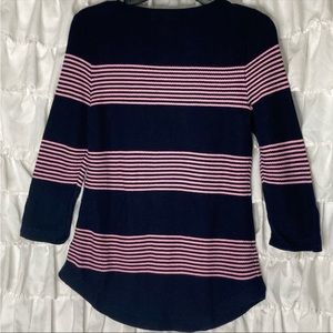 ￼Talbots navy blue and pink striped sweater size M